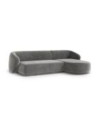 Canapé d'angle droit velours Louis 4 places gris - 260x155x74 cm
