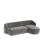 Canapé d'angle droit velours Louis 4 places gris - 260x155x74 cm