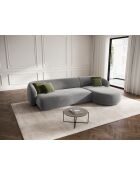 Canapé d'angle droit velours Louis 4 places gris - 260x155x74 cm