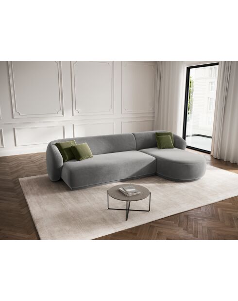 Louis 4-zits hoekbank grijs fluweel rechts - 260x155x74 cm