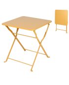 Mistral opvouwbare metalen tafel mosterdgeel - 40x40x45cm