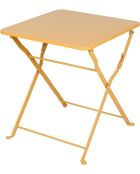 Mistral opvouwbare metalen tafel mosterdgeel - 40x40x45cm