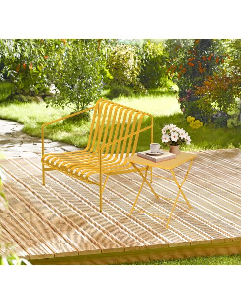 Mistral opvouwbare metalen tafel mosterdgeel - 40x40x45cm