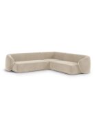 Canapé d'angle symétrique en velours Louis 5 places beige - 256x256x74 cm