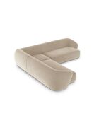 Canapé d'angle symétrique en velours Louis 5 places beige - 256x256x74 cm