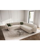 Canapé d'angle symétrique en velours Louis 5 places beige - 256x256x74 cm
