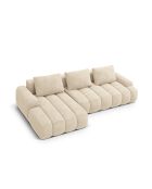 Simona 3-zits lichtbeige converteerbare fluwelen linkerhoekbank met opbergbox - 275x142x84 cm