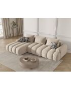 Simona 3-zits lichtbeige converteerbare fluwelen linkerhoekbank met opbergbox - 275x142x84 cm