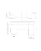 Canapé d'angle panoramique (côté droit) velours Louis 6 places rose - 336x166x74 cm