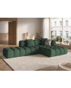 Canapé d'angle droit modulaire Elise 4 places vert de mer - 300x190x70 cm