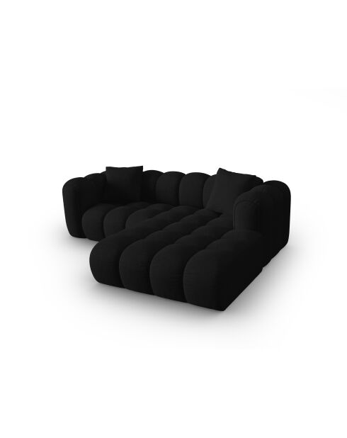 Canapé d'angle droit modulaire Elise 3 places noir - 238x190x70 cm