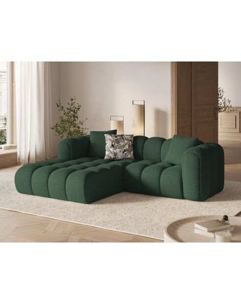 Canapé d'angle gauche modulaire Elise 3 places vert de mer - 238x190x70 cm