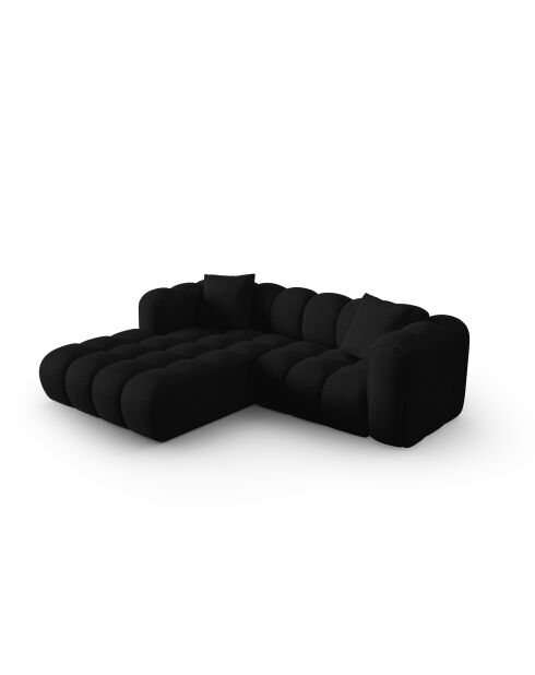 Canapé d'angle gauche modulaire Elise 3 places noir - 238x190x70 cm