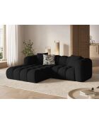 Canapé d'angle gauche modulaire Elise 3 places noir - 238x190x70 cm