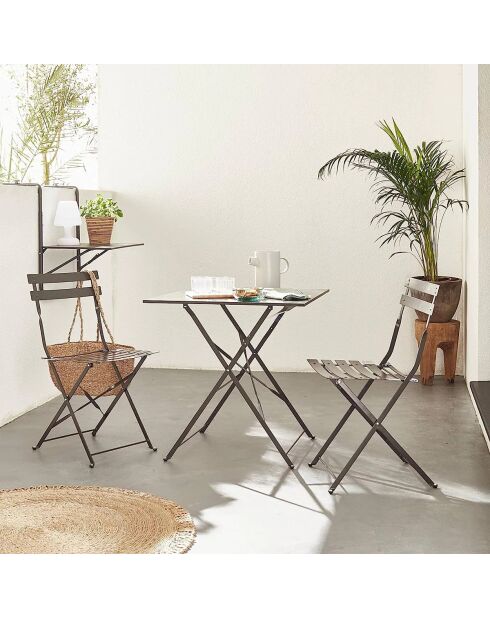 Mistral anthrazitgrauer faltbarer Metalltisch - 70x70x71cm