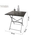 Mistral anthrazitgrauer faltbarer Metalltisch - 70x70x71cm