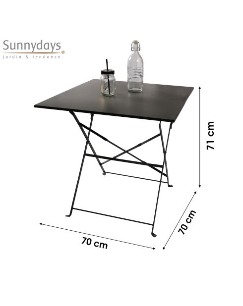 Mistral anthrazitgrauer faltbarer Metalltisch - 70x70x71cm