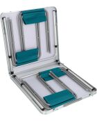Opvouwbare campingtafel met 4 blauwgrijze aluminium krukken - 120x60x70 cm