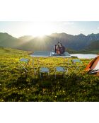 Opvouwbare campingtafel met 4 blauwgrijze aluminium krukken - 120x60x70 cm