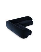 Canapé d'angle symétrique en velours Louis 5 places bleu roi - 256x256x74 cm