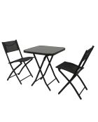 Rio tuinset, tafel en 2 opvouwbare stoelen zwart - 39x50x93cm