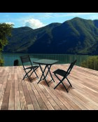 Rio tuinset, tafel en 2 opvouwbare stoelen zwart - 39x50x93cm