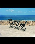 Rio tuinset, tafel en 2 opvouwbare stoelen zwart - 39x50x93cm