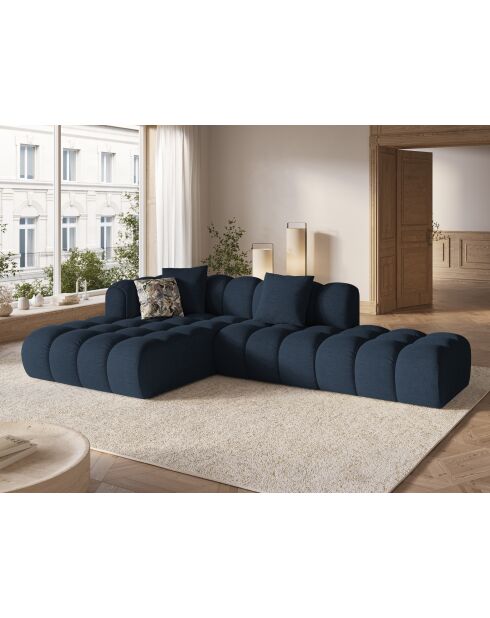 Canapé d'angle gauche modulaire Elise 4 places bleu roi - 300x190x70 cm
