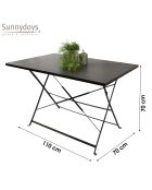 Table pliable en métal Mistral gris anthracite - 110x70x70cm