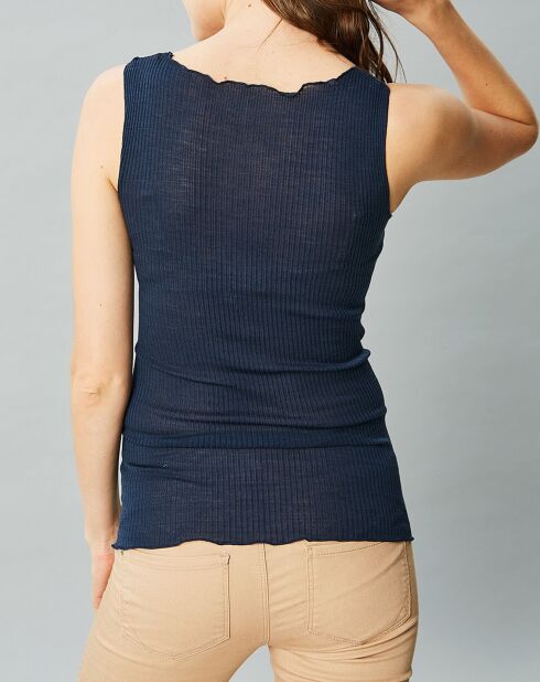 Débardeur en Laine & Soie Célia bleu marine