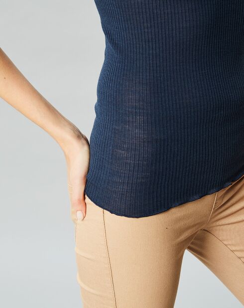 Débardeur en Laine & Soie Célia bleu marine