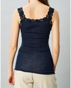 Débardeur en laine & soie bleu marine