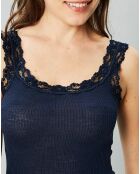 Débardeur en laine & soie bleu marine