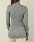 Grauer Pullover Lucile aus Mikrofaser und Wolle