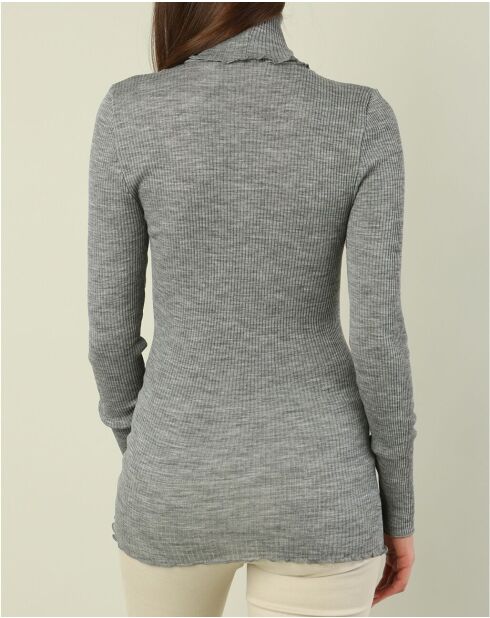 Grauer Pullover Lucile aus Mikrofaser und Wolle