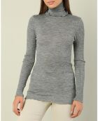 Grauer Pullover Lucile aus Mikrofaser und Wolle