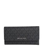 Portefeuille long Jet Set Travel en cuir noir - 19,7x9,5 cm