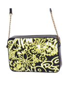 Jet Set Graffiti Schultertasche aus Leder in Schwarz/Grün - 25x17x5 cm