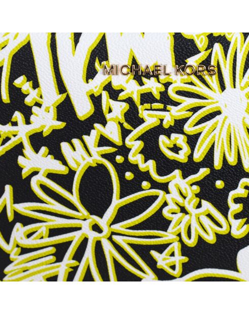 Jet Set Graffiti schoudertas in zwart/groen leer - 25x17x5 cm