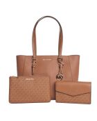 Bolso de mano Charlotte 3 en 1 de piel marrón - 28 x 34 x 9 cm