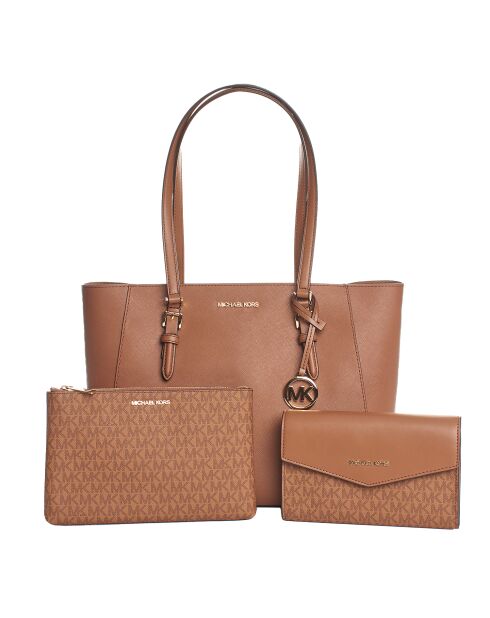 Bolso de mano Charlotte 3 en 1 de piel marrón - 28 x 34 x 9 cm