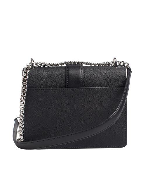 Greenwich zwarte leren schoudertas - 21,5x15x8 cm