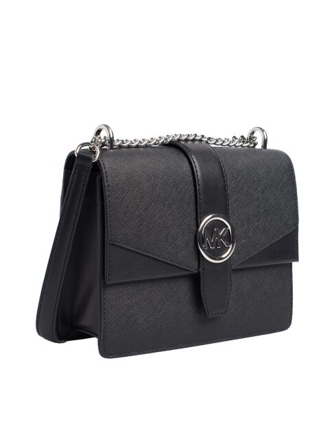 Greenwich zwarte leren schoudertas - 21,5x15x8 cm