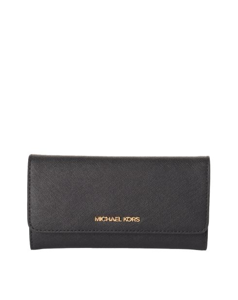 Portefeuille long en cuir Jet Set Travel noir - 19,7x9,5 cm