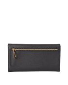 Portefeuille long en cuir Jet Set Travel noir - 19,7x9,5 cm
