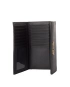 Portefeuille long en cuir Jet Set Travel noir - 19,7x9,5 cm