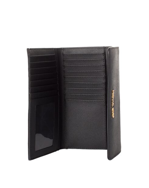 Portefeuille long en cuir Jet Set Travel noir - 19,7x9,5 cm