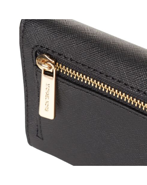 Portefeuille long en cuir Jet Set Travel noir - 19,7x9,5 cm