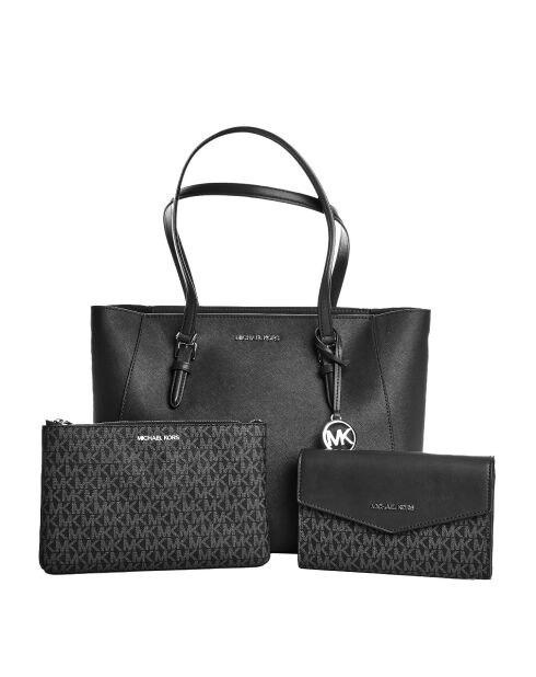 Bolso 3 en 1 Charlotte de piel negra, 28 x 34 x 9 cm