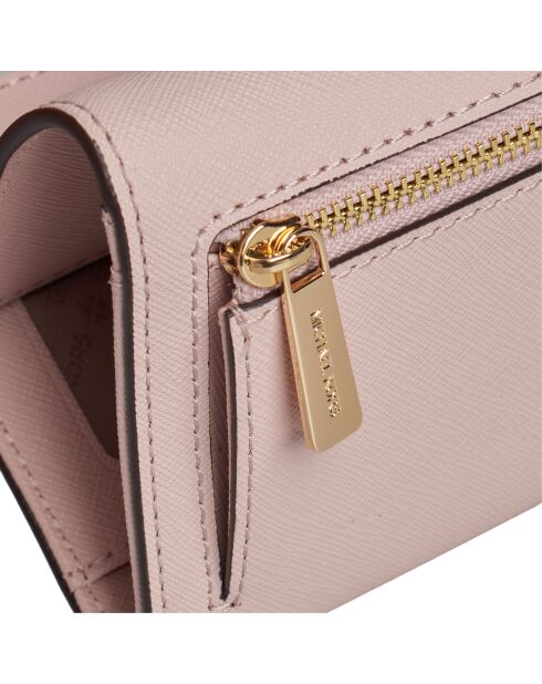 Portefeuille long en cuir Jet Set Travel rose - 19.7x9.5 cm